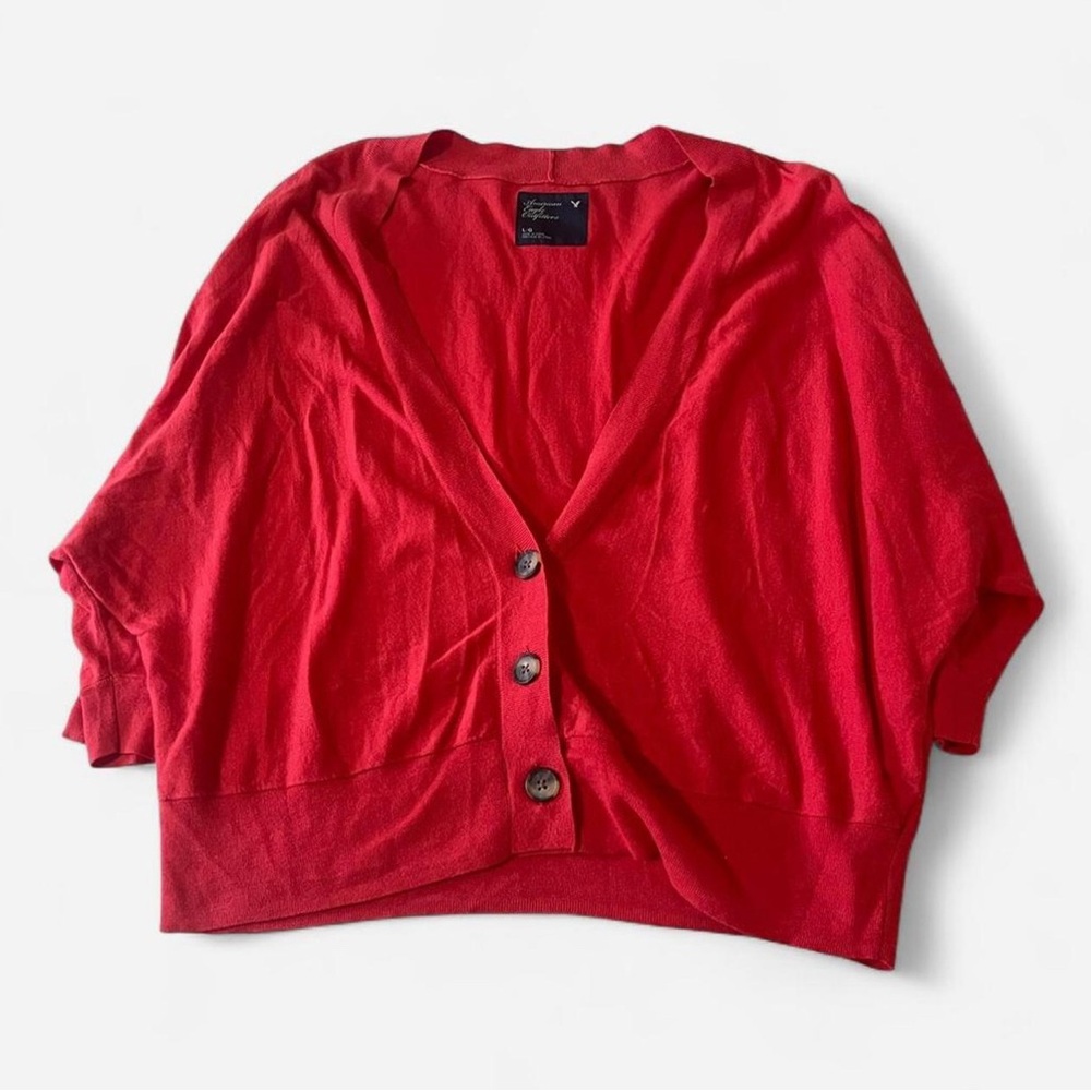 AE Outfitters Red Cardigan Cotton Sweater